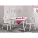 White and Pink Kids Table and Chair Set with Storage childrensterritory