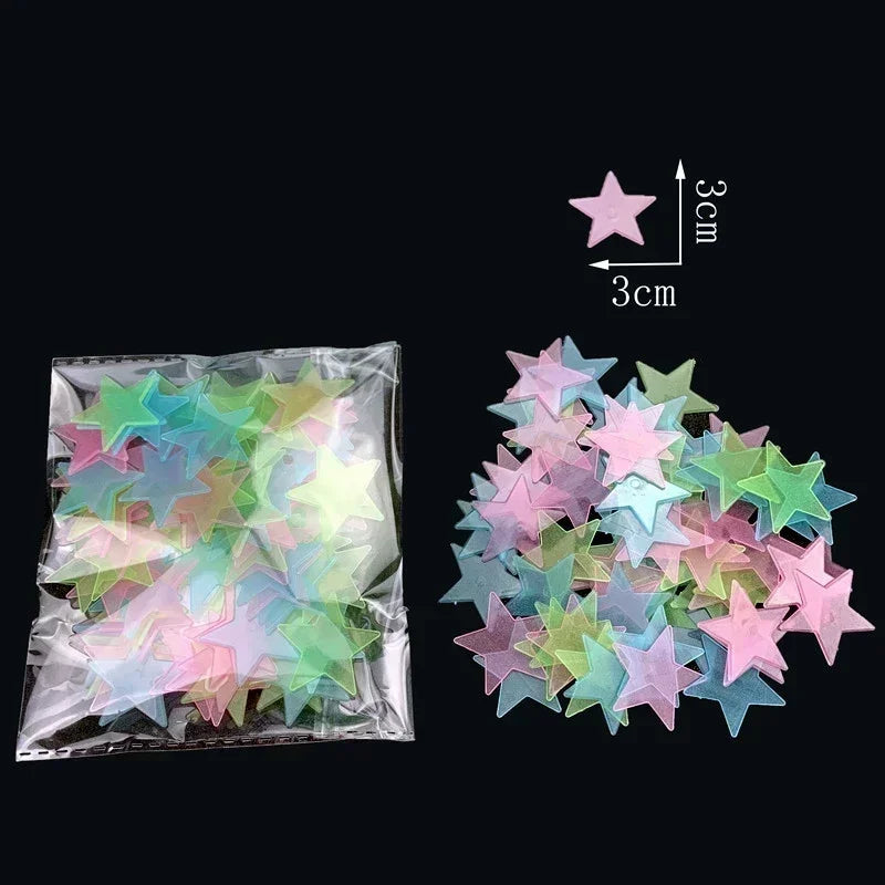 3D Fluorescent 50/1000Pcs Glow-in-the-Dark Stars Wall Stickers childrensterritory