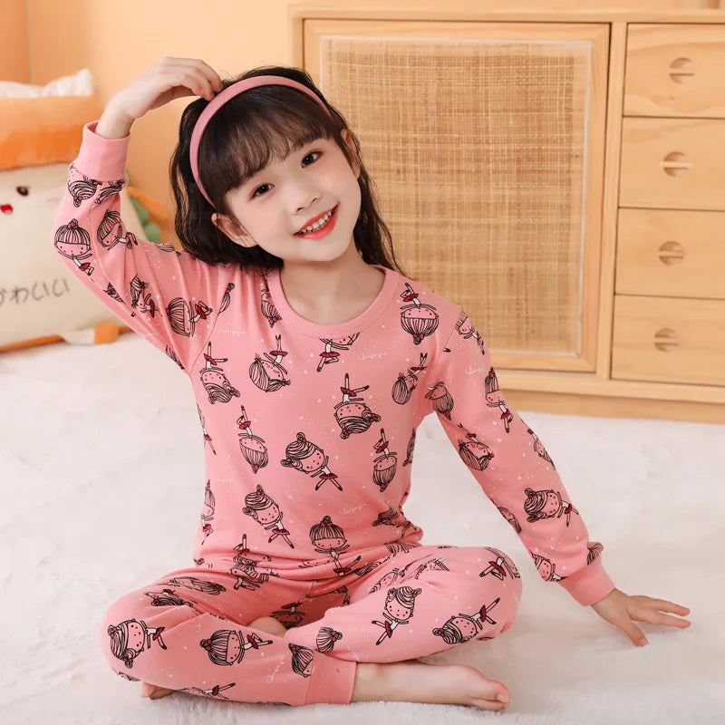 Long Sleeve Cartoon Design Kids Winter Warm Pajamas Sets childrensterritory