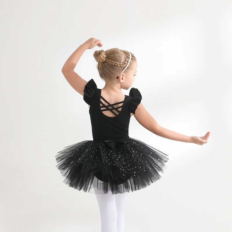 Kids' Girls' Designer Gymnastics Ballet Leotard with Tutu Skirt