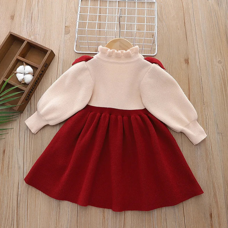 Girls’ Elegant Winter Dresses With Round Neck Design