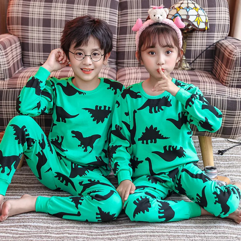 Long Sleeve Cartoon Design Kids Winter Warm Pajamas Sets childrensterritory
