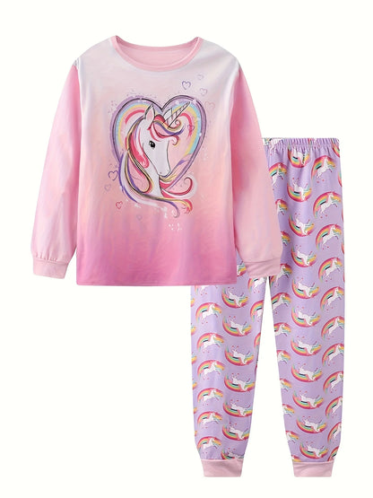 Cartoon and Letter Print Toddler Boys Girls Pajamas Sets childrensterritory