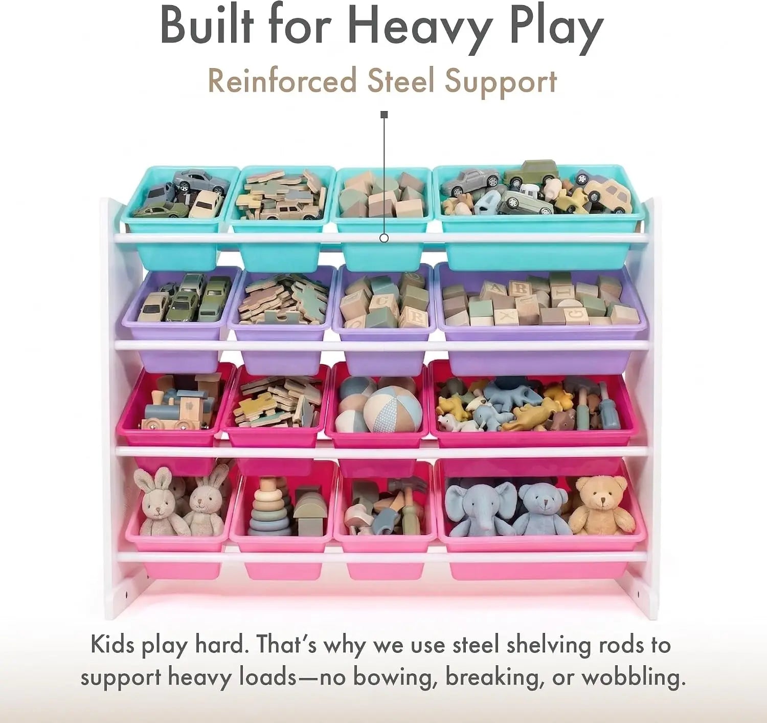 Space-Efficient Toys Storage Metal Shelving Unit