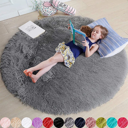 Fluffy Soft Shaggy Round Rugs For kids Bedroom