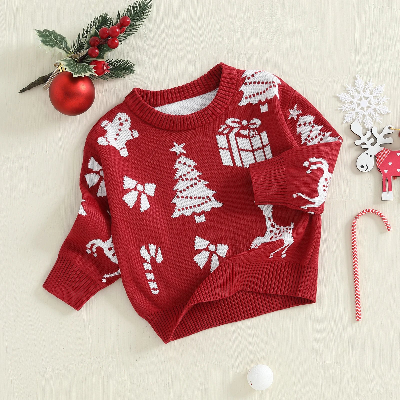 Baby Kids Long Sleeves Christmas Design Winter Sweater