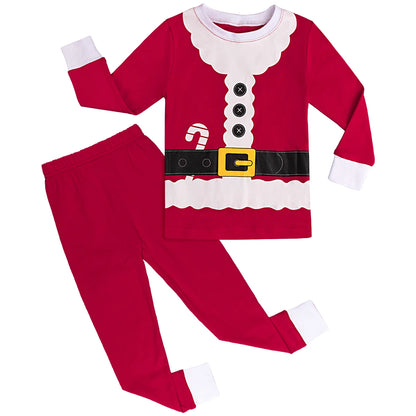 Kids Boys Girls Elk Green Red Christmas Pyjamas