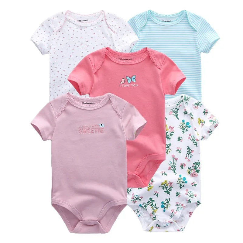 Short Sleeves Cartoon Print Soft Bodysuits For Baby Boys And Girls childrensterritory