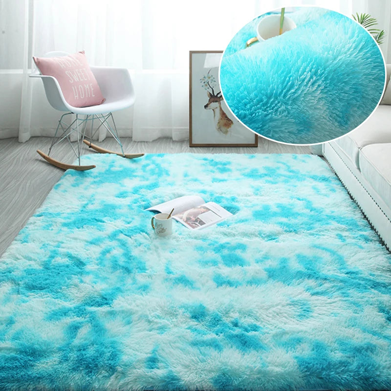 Soft Furry Rainbow Rugs for Kids Bedroom Decor
