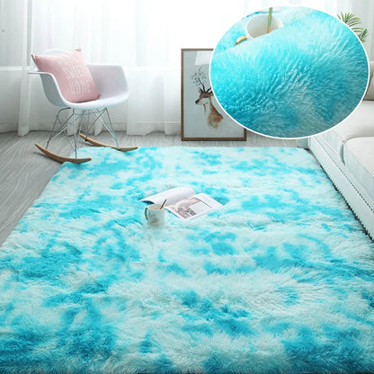Soft Furry Rainbow Rugs for Kids Bedroom Decor