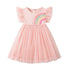 Short-Sleeves Rainbow Print Summer Dresses for Girls childrensterritory