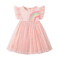 Short-Sleeves Rainbow Print Summer Dresses for Girls childrensterritory