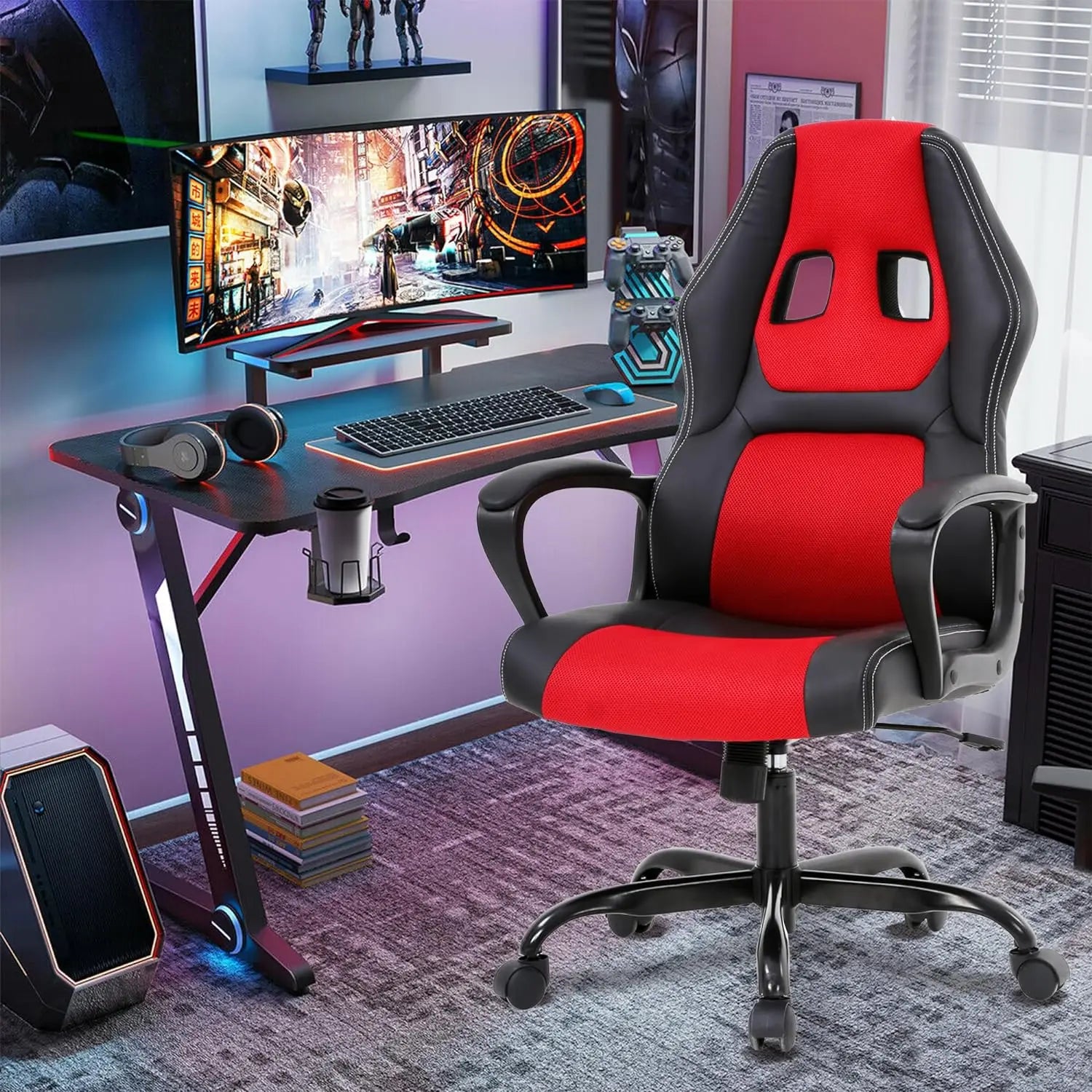 Office Swivel Chair with Adjustment and Lumbar Support childrensterritory