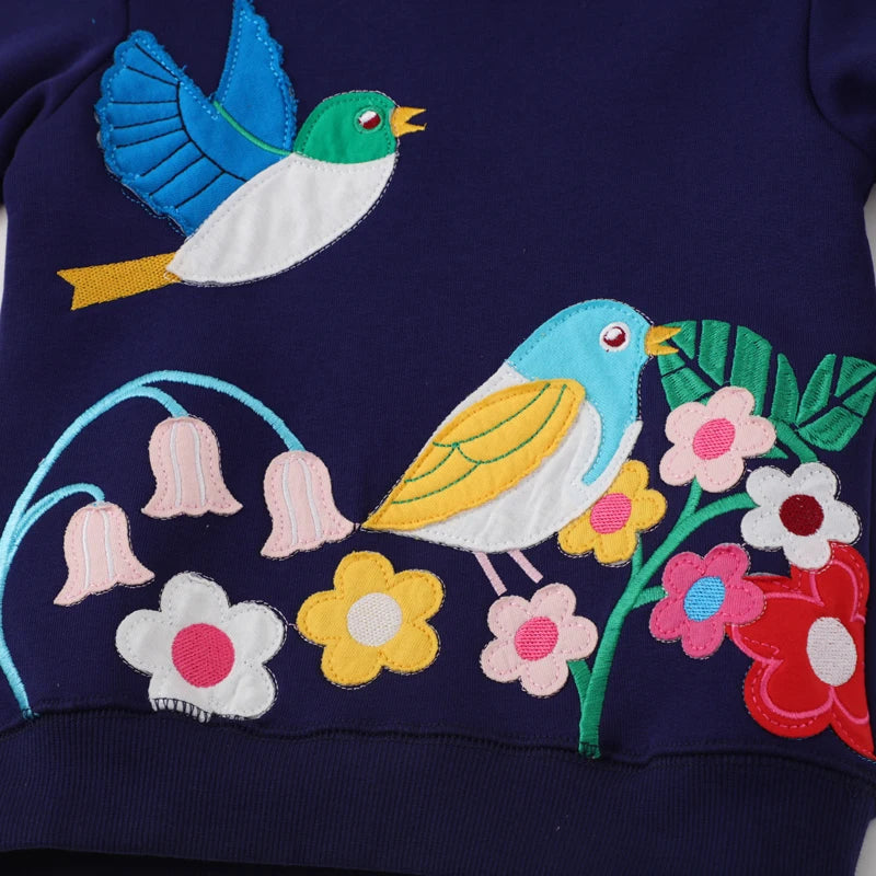 Girls Full Sleeves Flowers Embroidery Casual Sweatshirts childrensterritory