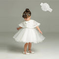 Little Girls Bow Lace Design White Baptism/Bridesmaid Dresses