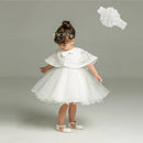 Little Girls Bow Lace Design White Baptism/Bridesmaid Dresses