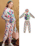 Kids Girl Printed Hooded Jacket and Elastic Waist Pant Set childrensterritory