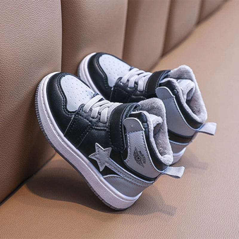 Star Pattern Colorful Plush Warm Kids Cotton Sneakers childrensterritory