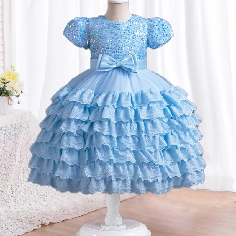 Stylish Shining Tiered Tulle Cosplay Party Dresses for Girls childrensterritory