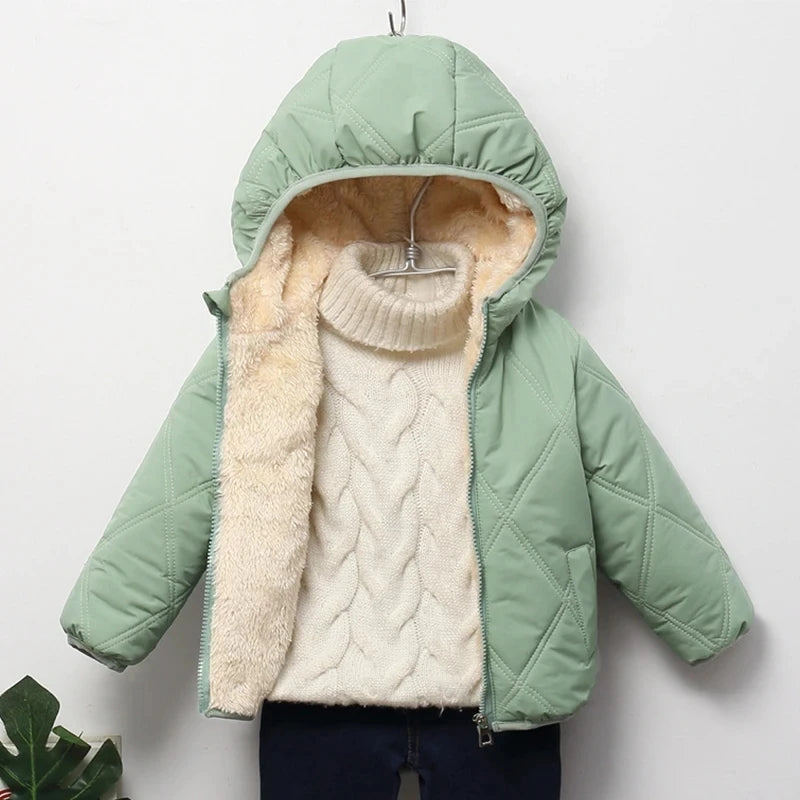 Kids' Solid-Colour Long-Sleeved Winter Jackets