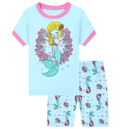 Kids Girls Cartoon Girls Print Pajamas for Summer childrensterritory
