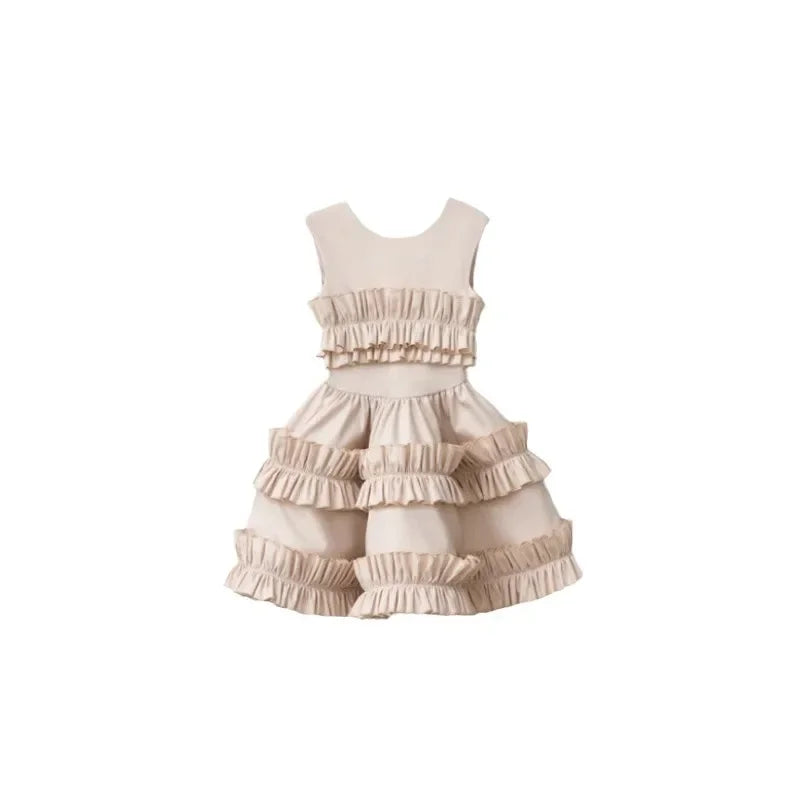 Kids Girls Cake Lace Skirt and Tank Top Dresses