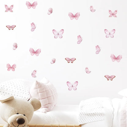 Home Decoration 3Pcs Pink Butterfly Wall Decals for Kids Room