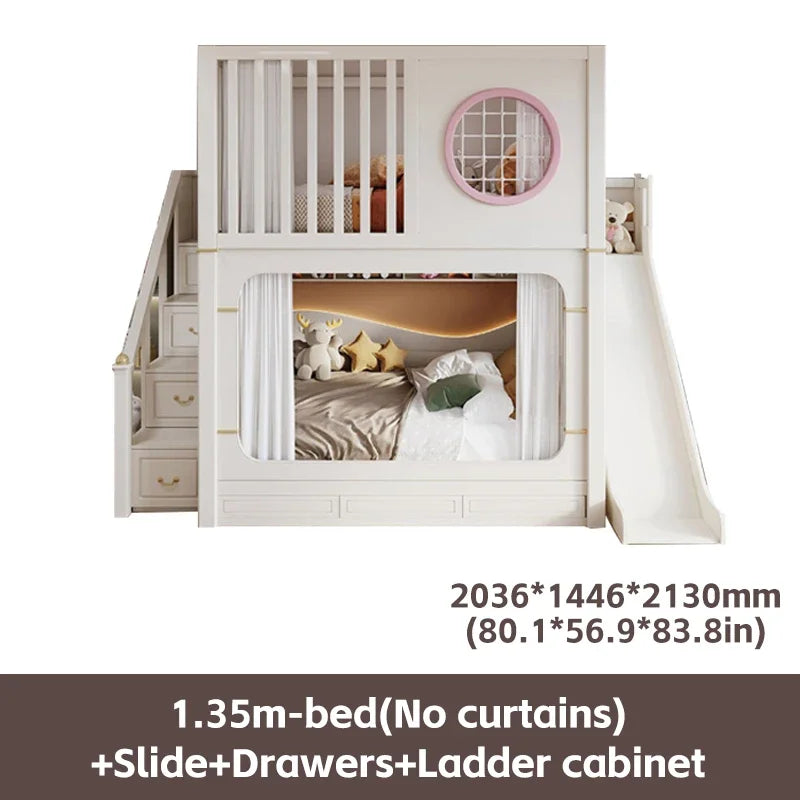 Solid Wooden Multifunctional Kids Bunk Beds with Ladder childrensterritory