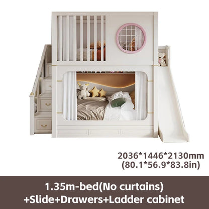 Solid Wooden Multifunctional Kids Bunk Beds with Ladder childrensterritory
