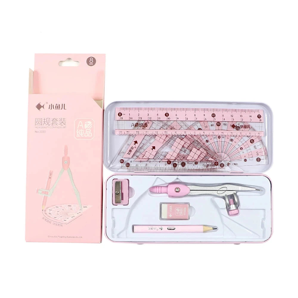 8Pcs Student Mathematical Drawing Stationery Set childrensterritory