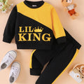 Toddler Boys Letter Crown Print 2pcs Autumn Clothing Set