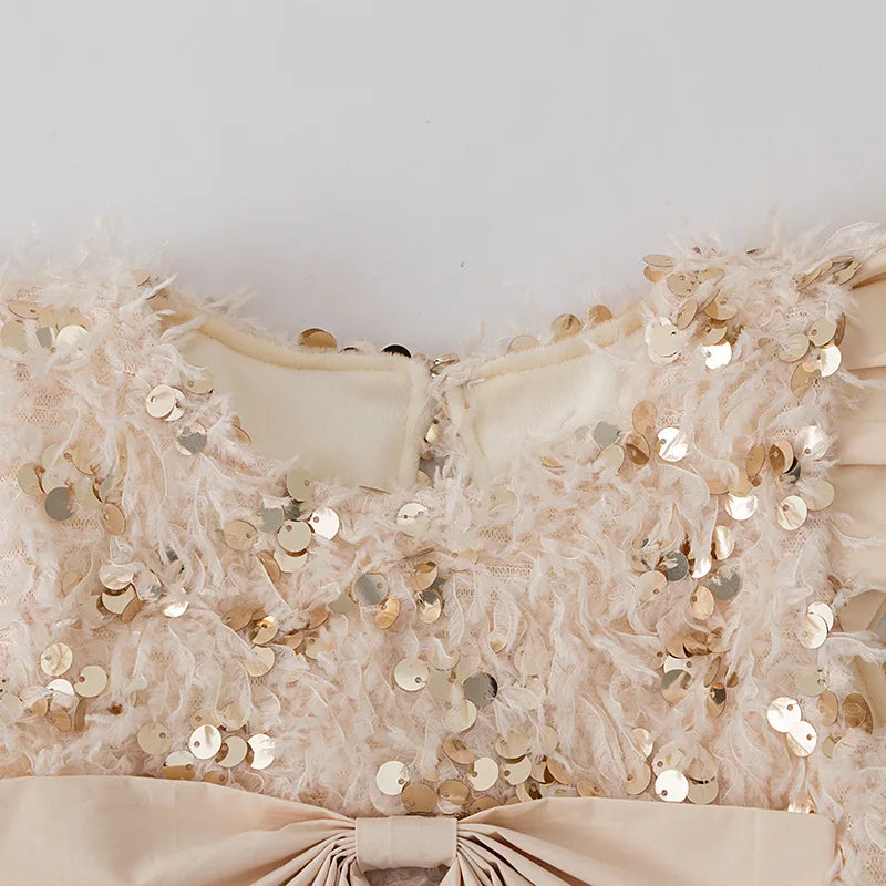 Kids Girls Bow Sequins Sleeveless TUTU Dresses