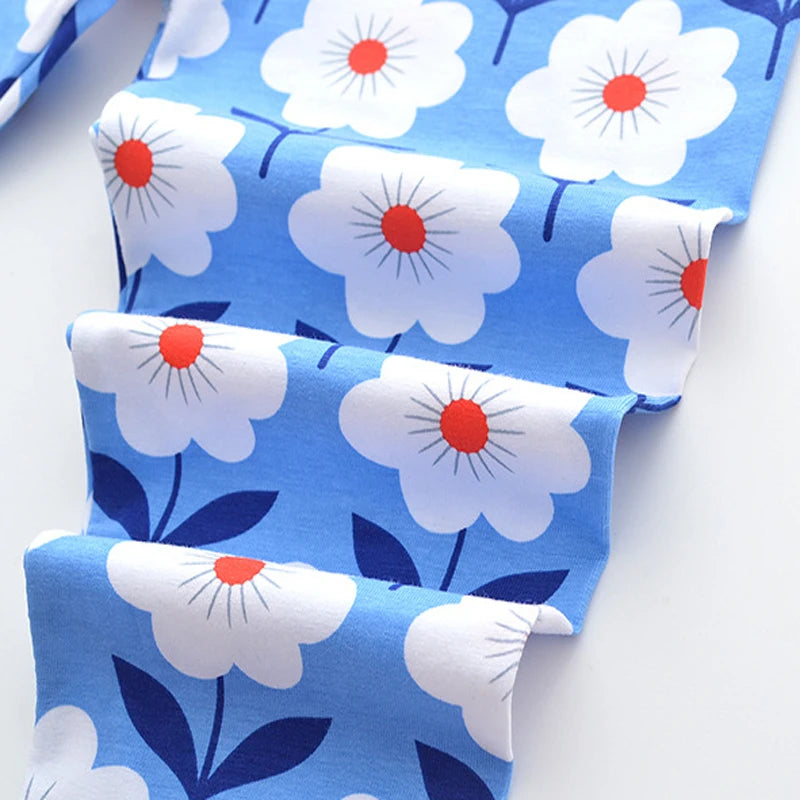 Flower Print Kids Girls Comfortable Cotton Trousers