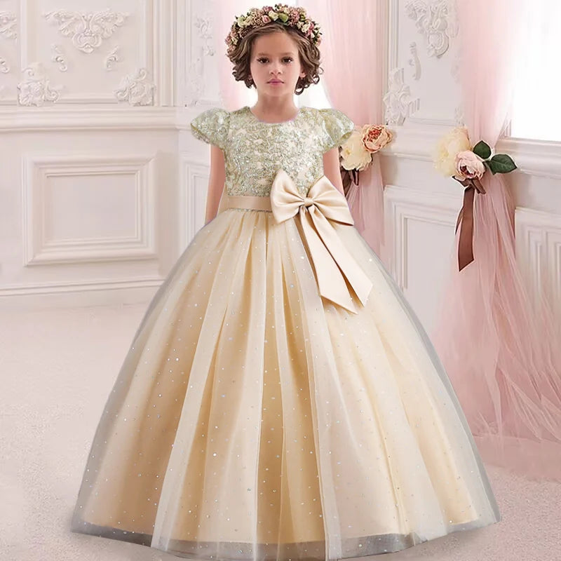 Big Bow, Gauze Lace Princess Birthday Party Dresses for Girls childrensterritory