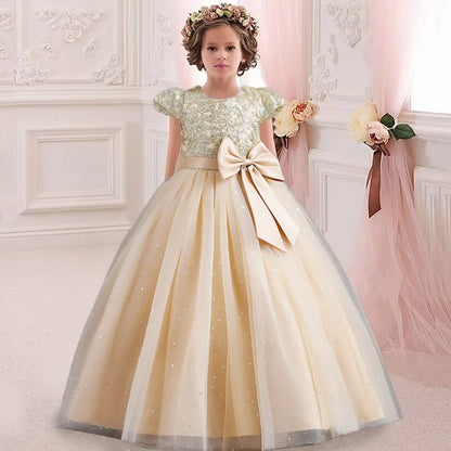 Big Bow, Gauze Lace Princess Birthday Party Dresses for Girls childrensterritory
