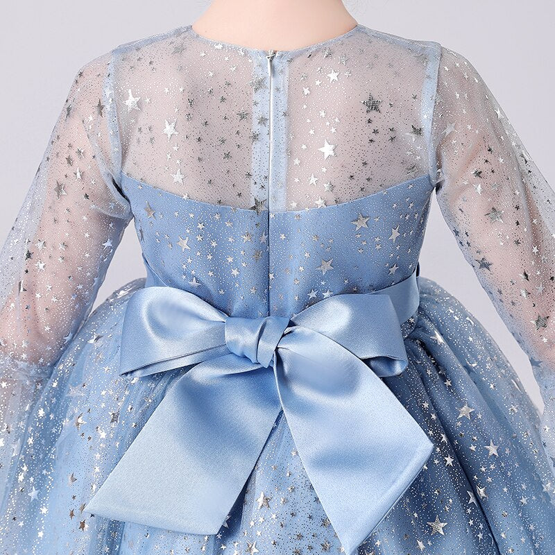 Kids Girls Elegant Stars Sequin Trailing Party Dresses childrensterritory