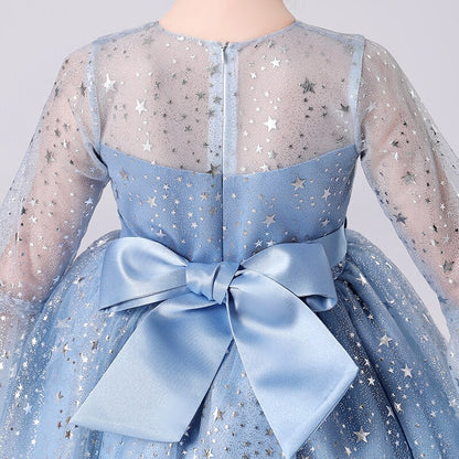 Kids Girls Elegant Stars Sequin Trailing Party Dresses childrensterritory