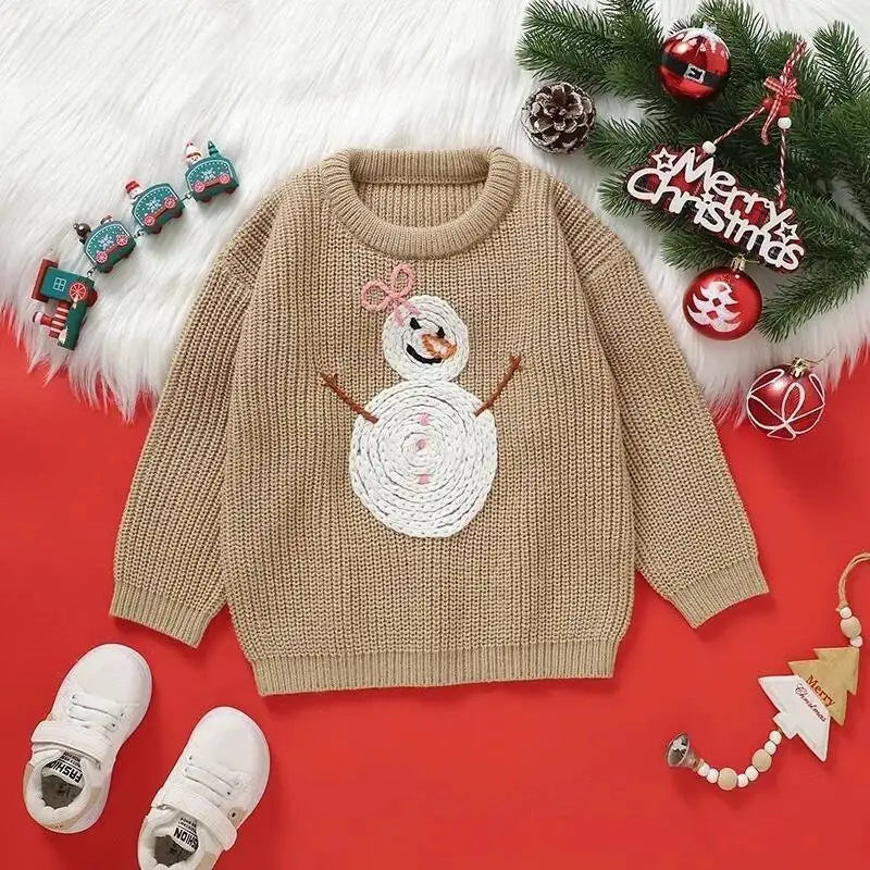 Kids Embroidery Design Long Sleeves Winter Sweater