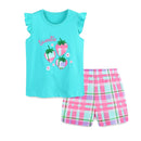 Sleeveless Strawberry Print Summer Casual Clothing Set childrensterritory