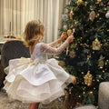 Kids Girls Glitter Puffy Sequin Princess Birthday Dresses