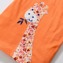 Cartoon Giraffe Print Little Girls Summer Tops Tees childrensterritory