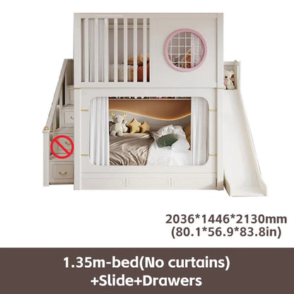 Solid Wooden Multifunctional Kids Bunk Beds with Ladder childrensterritory