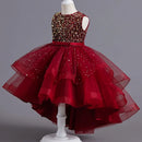 Kids Girls Sequins Design Fluffy Princess Party Trailing Dresses