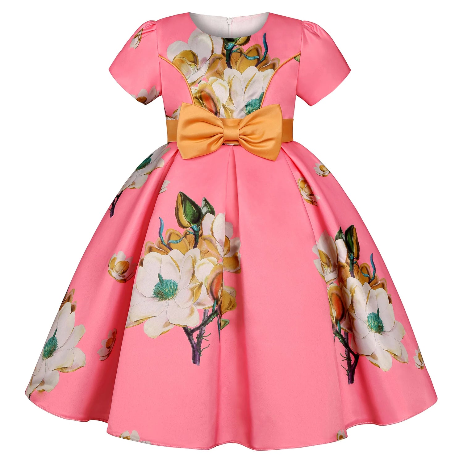 Flower Print Kids Girls Elegant Birthday Party Dresses childrensterritory