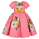 Flower Print Kids Girls Elegant Birthday Party Dresses childrensterritory