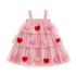 3D Plush Heart Design Layered Tulle Dress for Girls childrensterritory