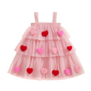 3D Plush Heart Design Layered Tulle Dress for Girls childrensterritory