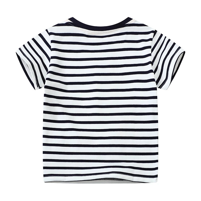 Striped Cartoon Animals Design Little Boys Cotton T-Shirts childrensterritory