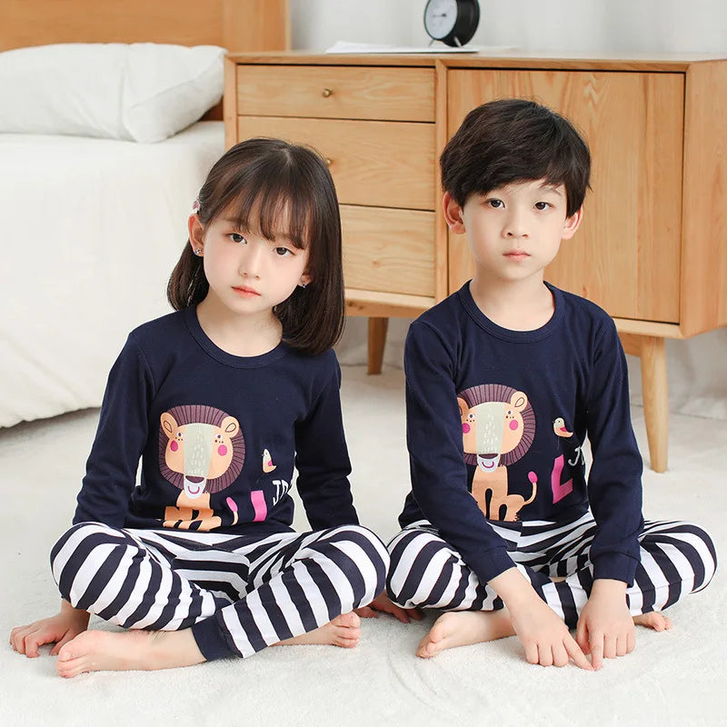 Long Sleeve Cartoon Design Kids Winter Warm Pajamas Sets childrensterritory