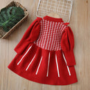 Girls' Long-Sleeved Bow-Design Winter Dresses